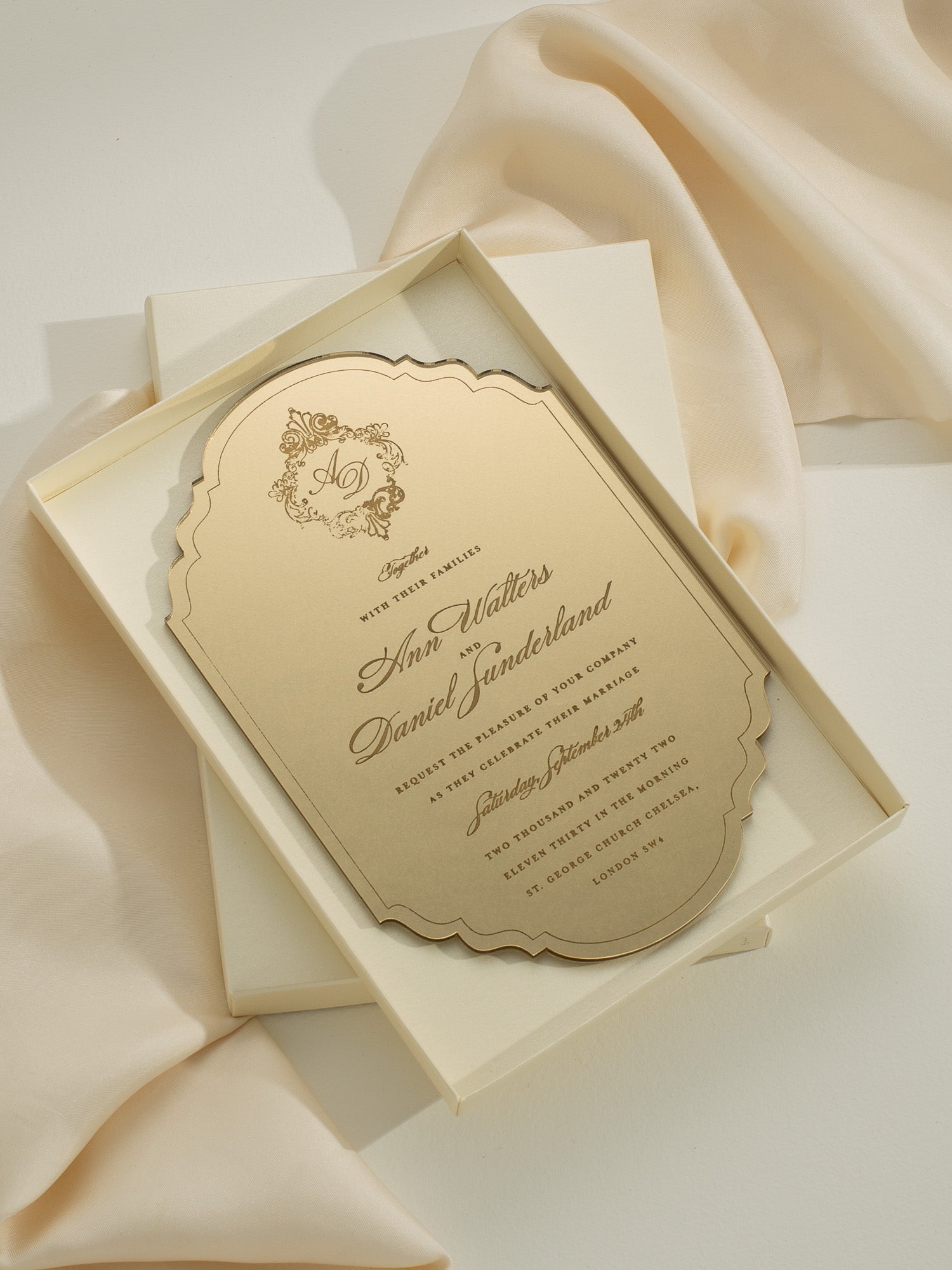 Gold wedding shop invitation