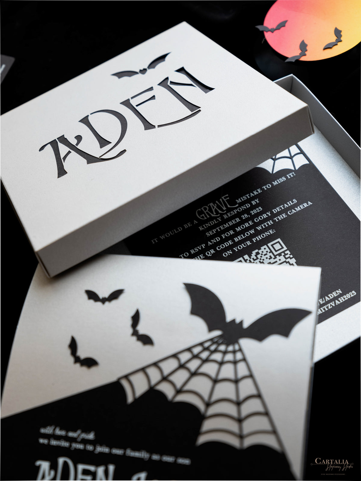 3D Pop Up Bat Mitzvah Halloween Invitation | Tim Burton Nightmare Before Christmas Box