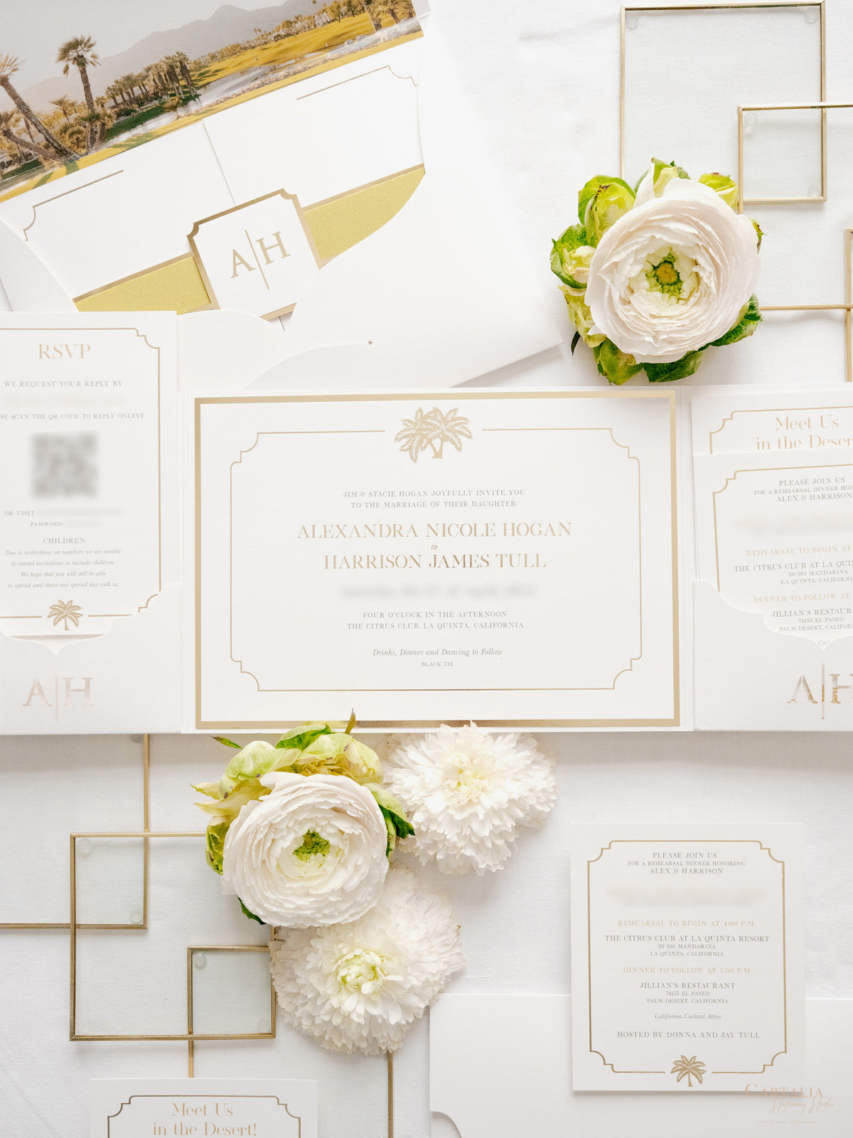 Luxurious Pocket Invitation with Gold Foil Monogram & Belly Band | Bespoke Commission A&H