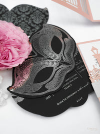 Luxury Silver Foil Masquerade Ball Invitations | Bespoke Commission D&A