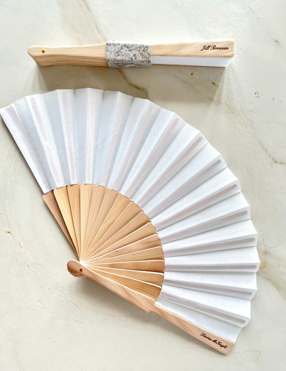 Hand Made 100% Wooden Custom Wedding Fan, Printed with Menu, Monogram and Engraved with Guest Names