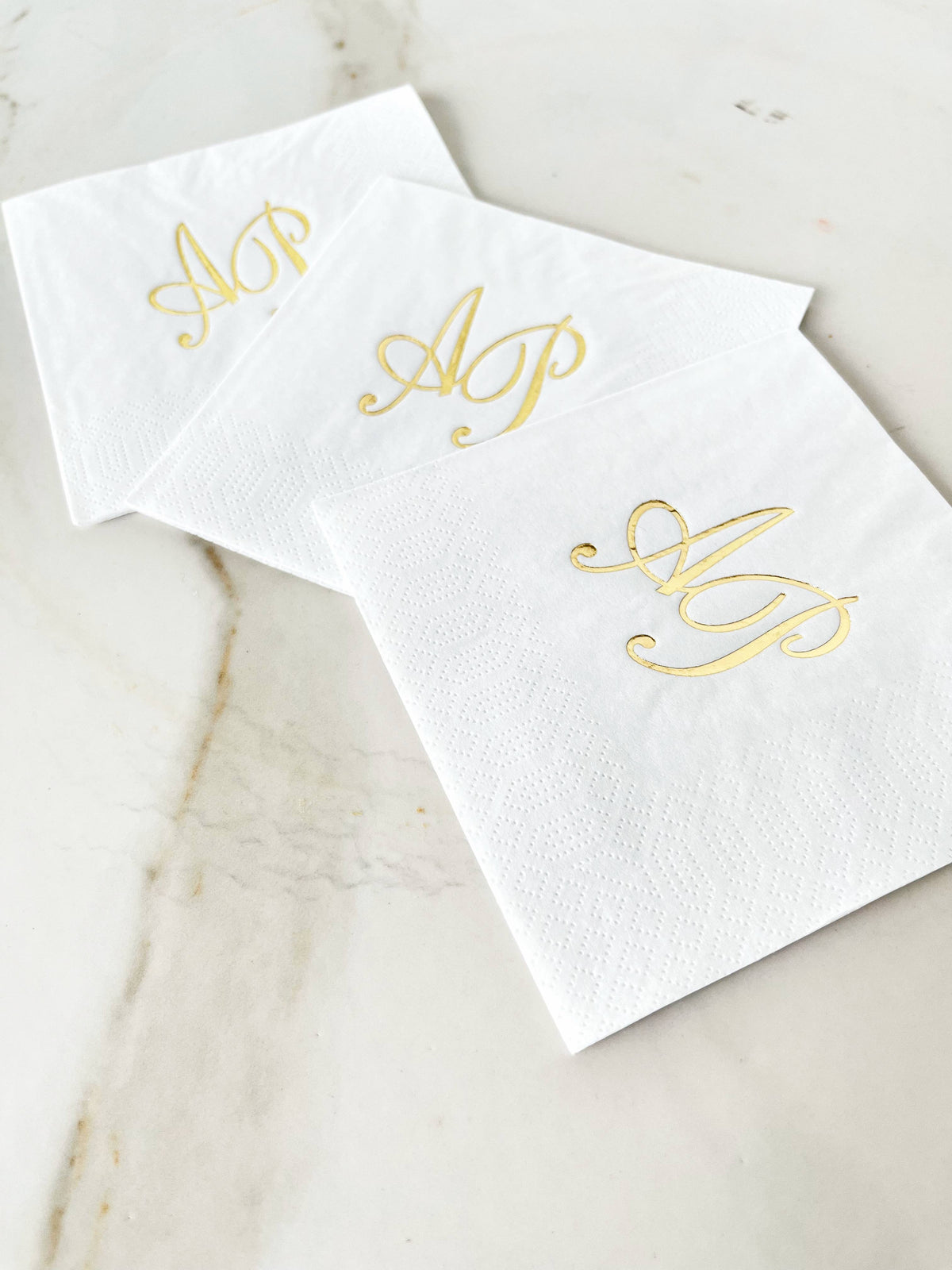 Custom Wedding Napkin with Gold Foil Monogram