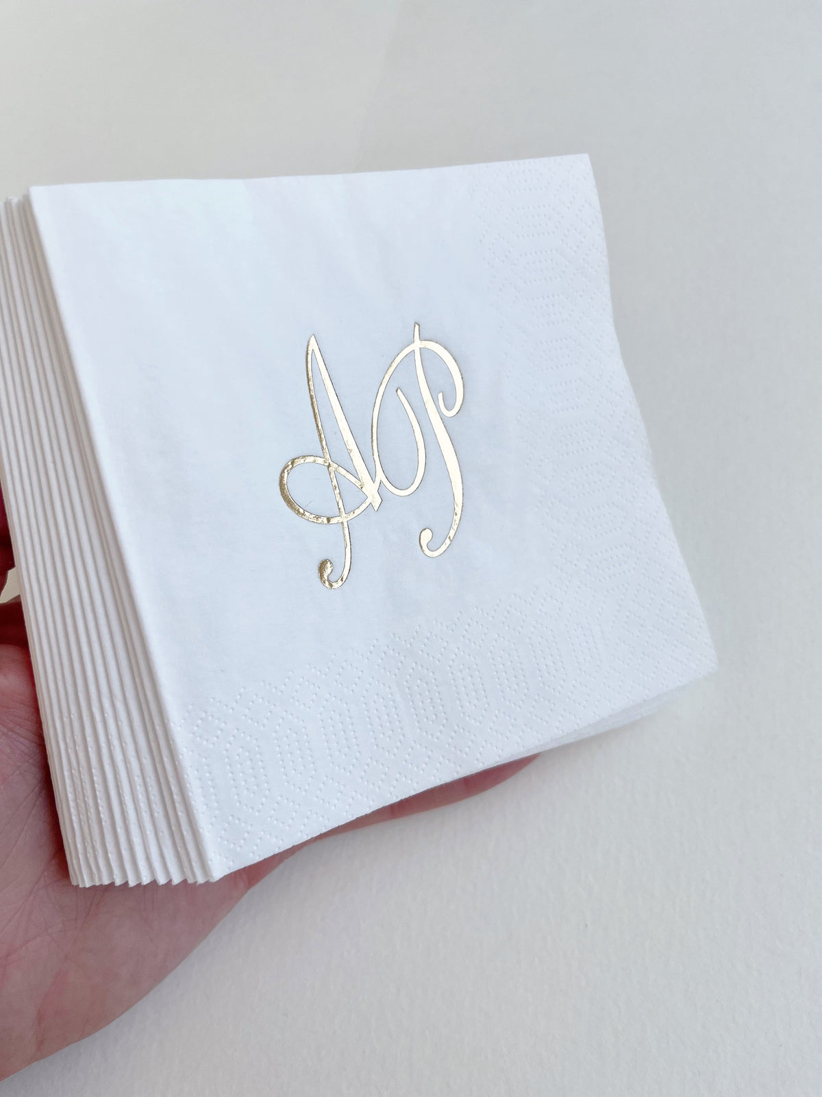 Custom Wedding Napkin with Gold Foil Monogram